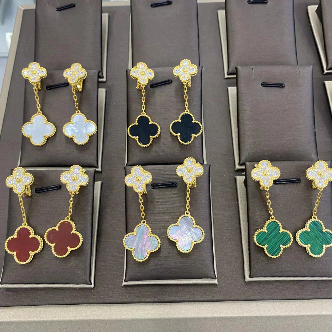¡®Lume Jewelry¡¯CLOVER 2 MOTIFS DIAMOND EARRINGS (MULTIPLE CHOICESç´