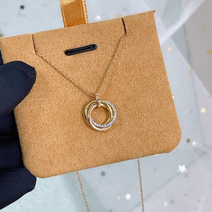 Lume Jewelry TRINITY NECKLACE SILVER GOLD PINK GOLD DIAMONDS