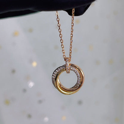 Lume Jewelry TRINITY NECKLACE SILVER GOLD PINK GOLD DIAMONDS