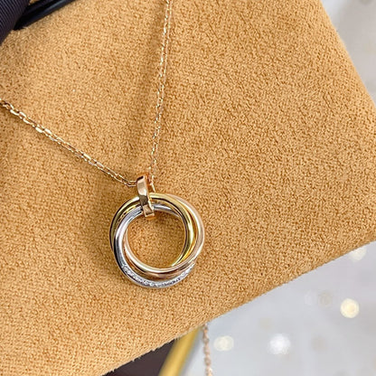 Lume Jewelry TRINITY NECKLACE SILVER GOLD PINK GOLD DIAMONDS