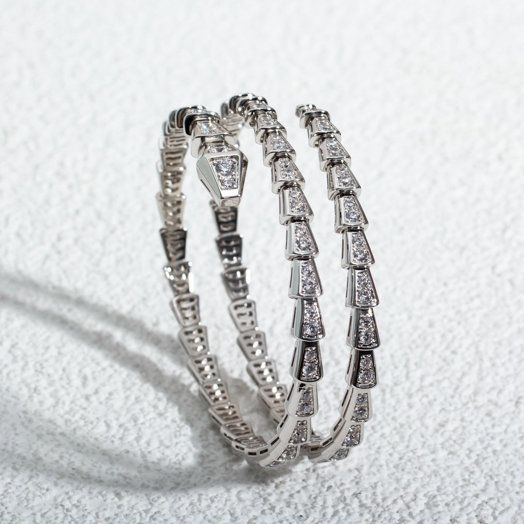 [Lume Jewelry]SERPENTI BRACELET SILVER DIAMOND DOUBLE ROW