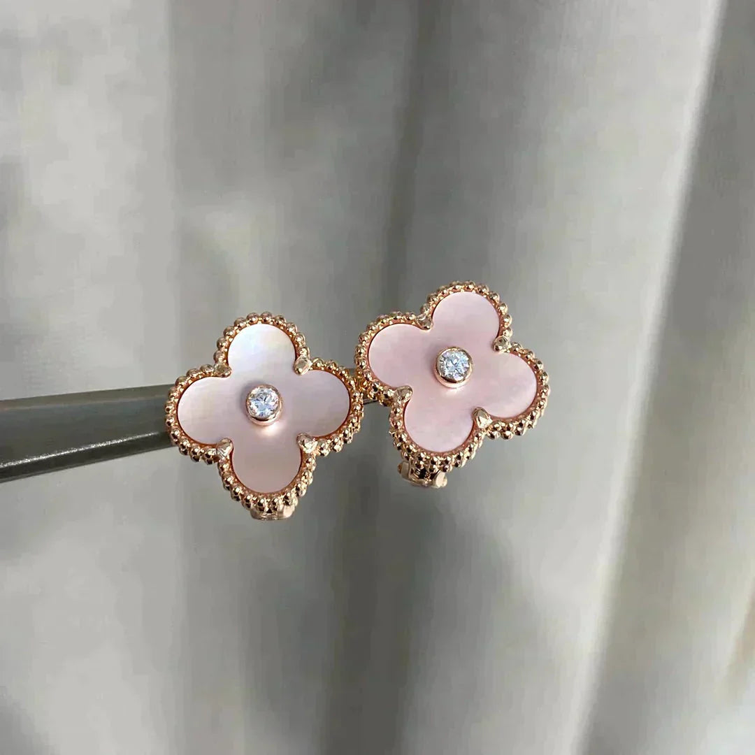 ¡®Lume Jewelry¡¯CLOVER MEDIUM 1 MOTIFS  PINK MOP DIAMOND EARRINGS