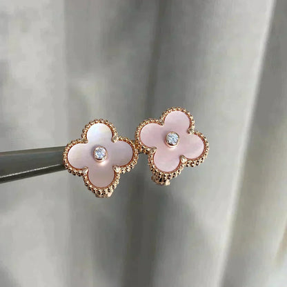 ¡®Lume Jewelry¡¯CLOVER MEDIUM 1 MOTIFS  PINK MOP DIAMOND EARRINGS