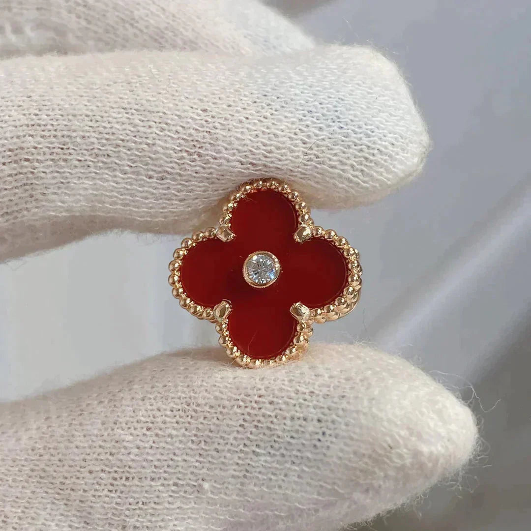 ¡®Lume Jewelry¡¯CLOVER MEDIUM 1 MOTIFS CARNELIAN  DIAMOND earrings