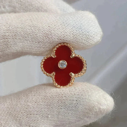 ¡®Lume Jewelry¡¯CLOVER MEDIUM 1 MOTIFS CARNELIAN  DIAMOND earrings