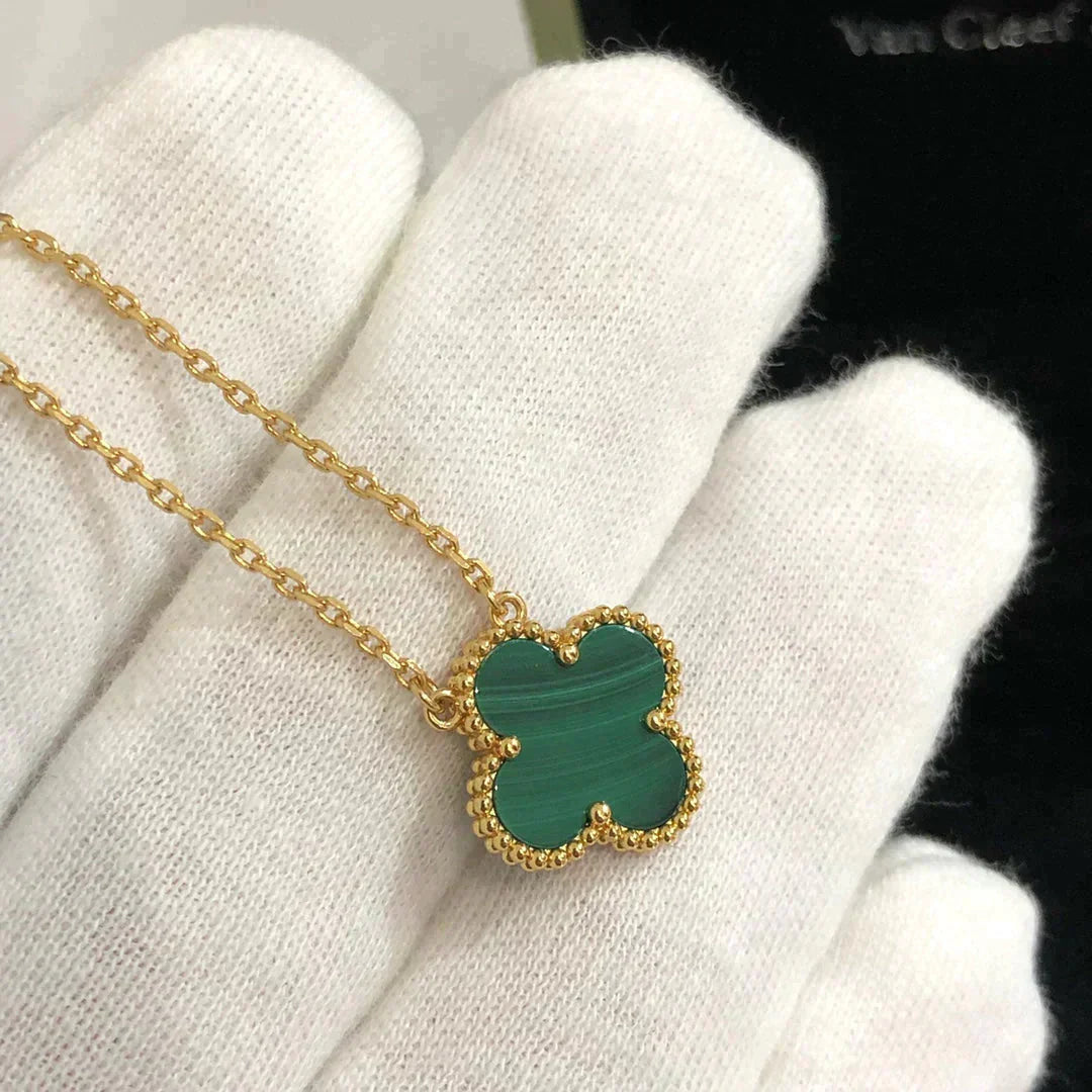 ¡®Lume Jewelry¡¯CLOVER 15MM MALACHITE SINGLE FLOWER  NECKLACE
