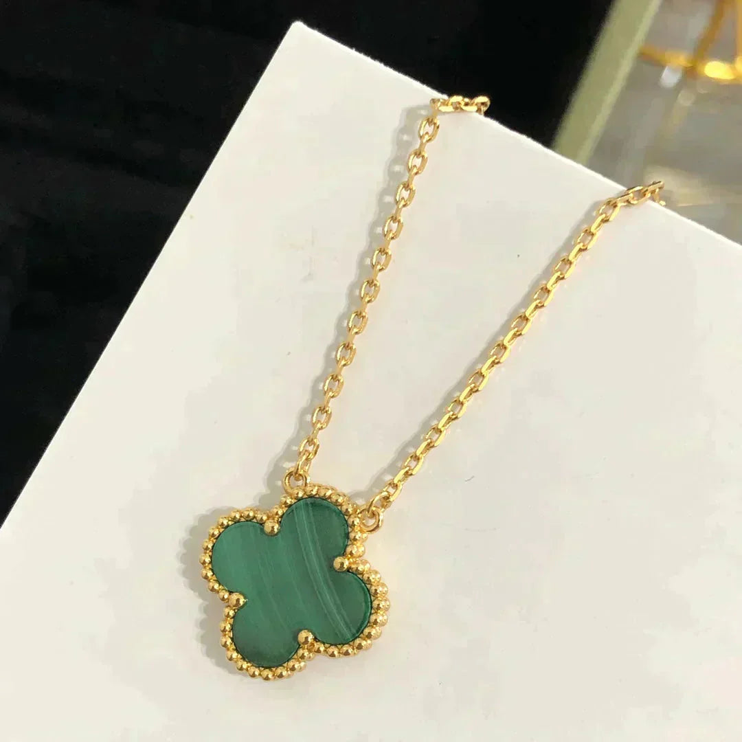 ¡®Lume Jewelry¡¯CLOVER 15MM MALACHITE SINGLE FLOWER  NECKLACE