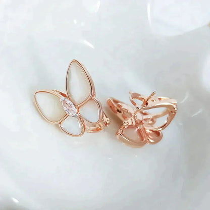 Lume Jewelry バタフライ マザーオブパール ダイヤモンド ピアス