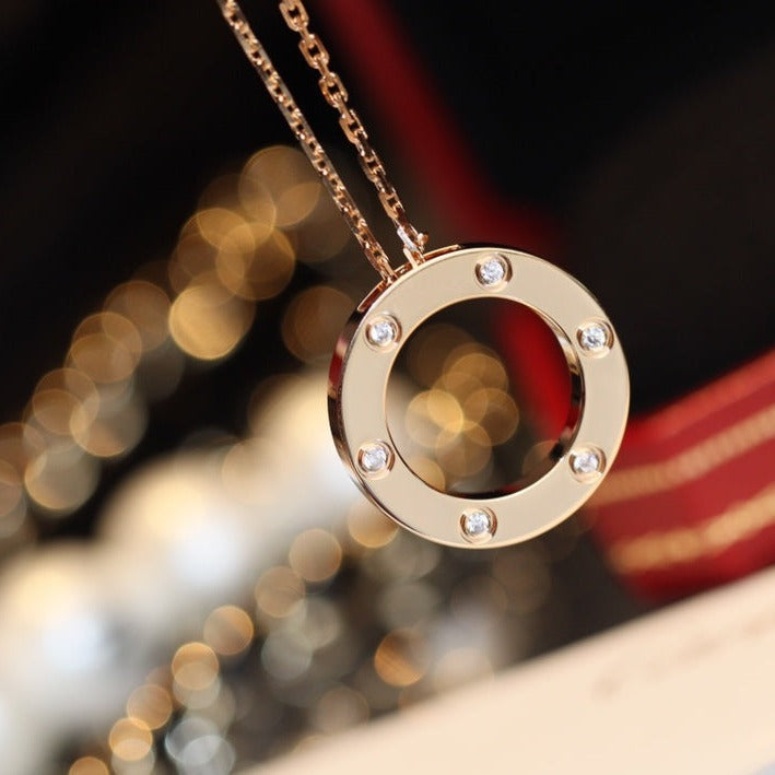 Lume Jewelry「LOVE NECKLACE 16MM 6 DIAMONDS PINK GOLD」