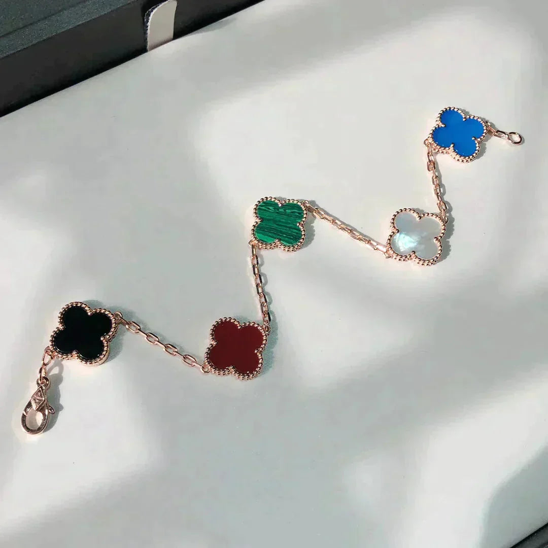 [Lume Jewelry]New CLOVER 5 MOTIFS MULTICOLOR BRACELET