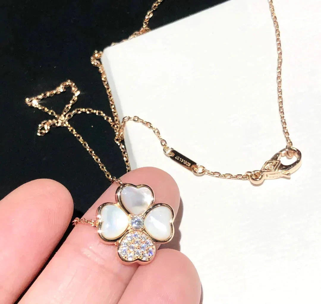 ¡®Lume Jewelry¡¯CLOVER MOP DIAMOND ROSE GOLD NECKLACE
