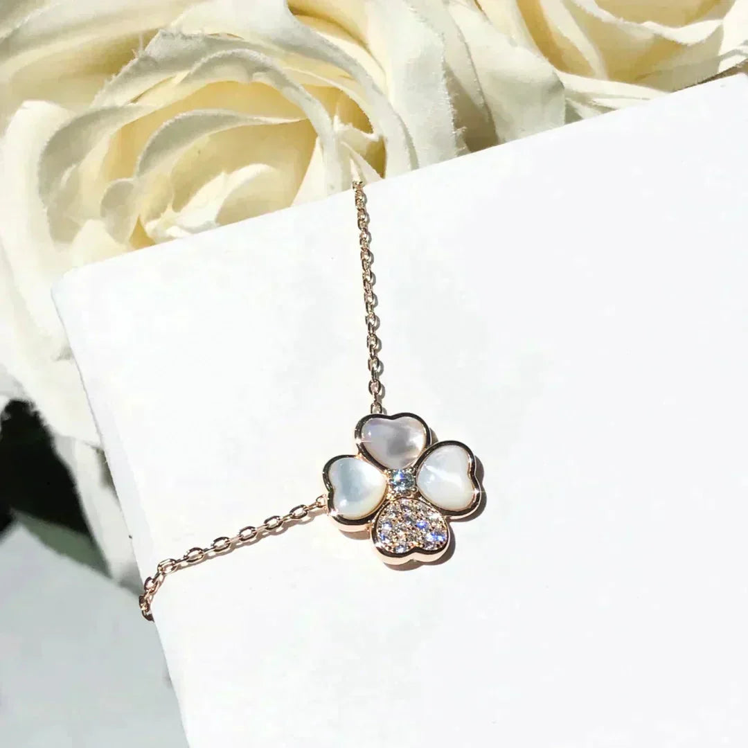 ¡®Lume Jewelry¡¯CLOVER MOP DIAMOND ROSE GOLD NECKLACE
