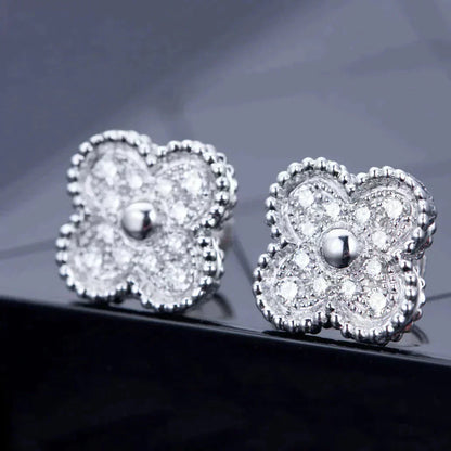 ¡®Lume Jewelry¡¯CLOVER 1 MOTIFS DIAMOND STUD EARRINGS SILVER