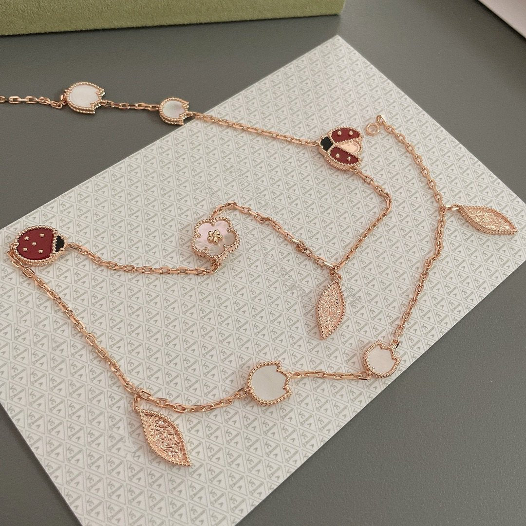 Lume Jewelry ラッキー スプリング 15モチーフ ローズゴールド ネックレス