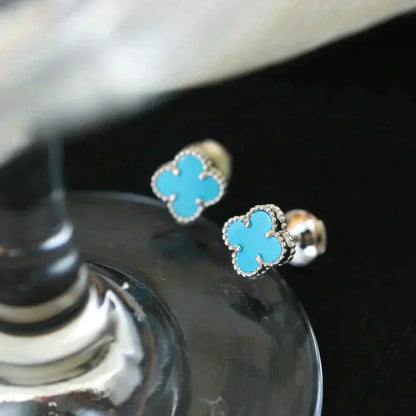¡®Lume Jewelry¡¯CLOVER MINI 9.5MM ONYX STUD EARRINGS SILVER