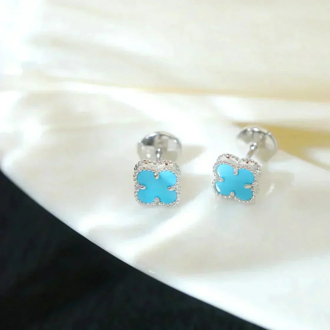 ¡®Lume Jewelry¡¯CLOVER MINI 9.5MM ONYX STUD EARRINGS SILVER