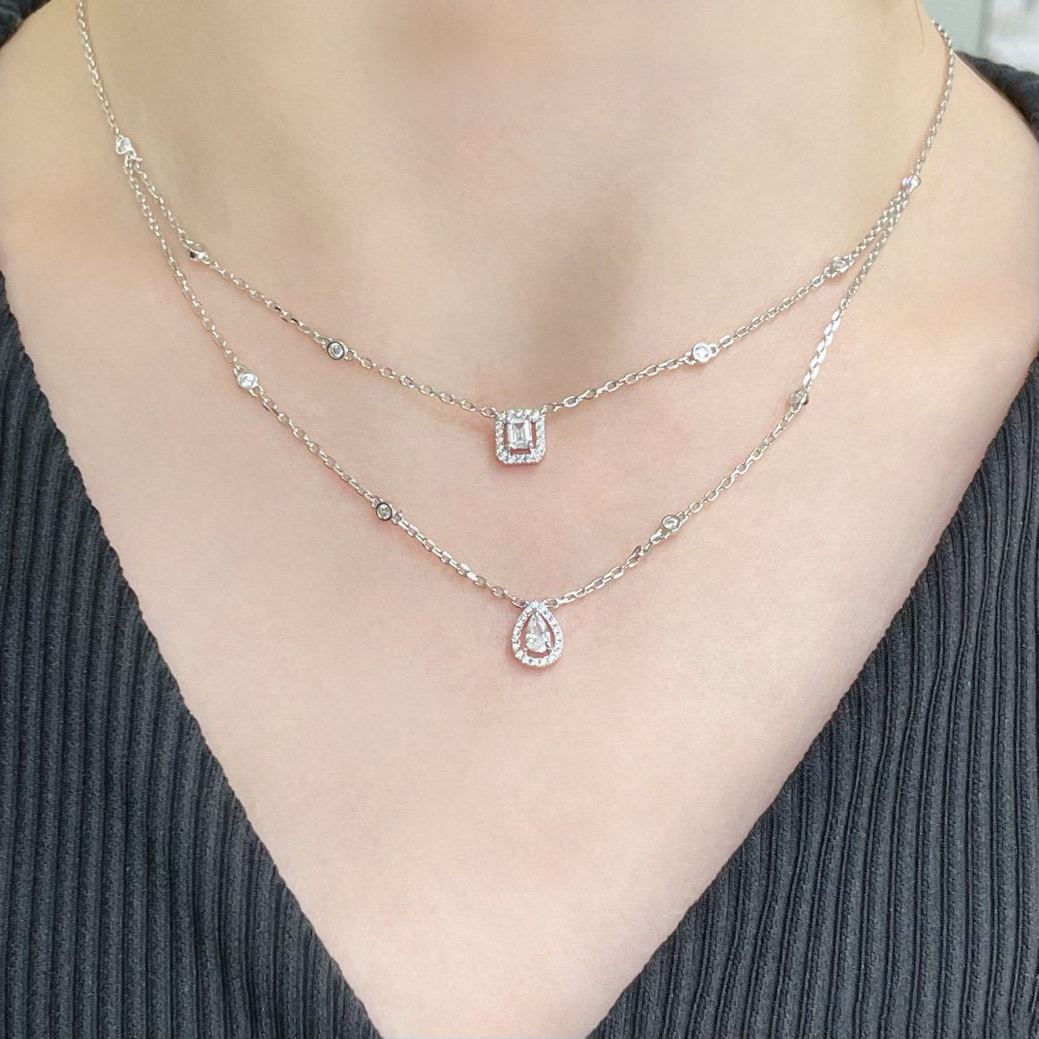 [Lume Jewelry]MY TWIN 2 ROW DIAMOND NECKLACE