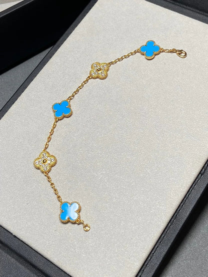 [Lume Jewelry]New CLOVER 5 MOTIF BLUE AGATE BRACELET COLLECTION