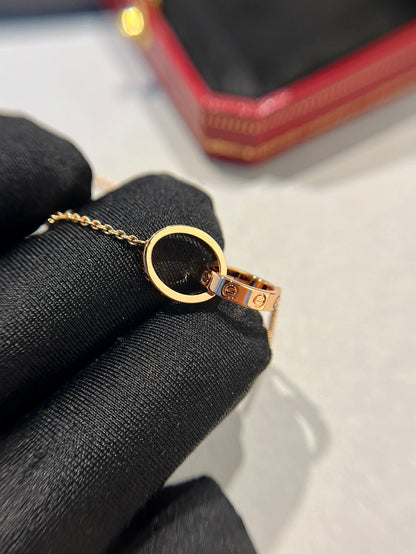 ®Lume Jewelry®ラブネックレス ダブルリング ピンクゴールド