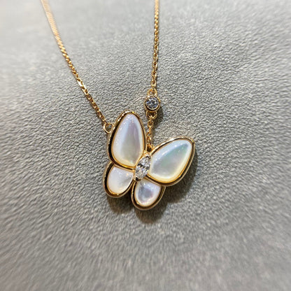 Lume JewelryバタフライMOPダイヤモンドネックレス