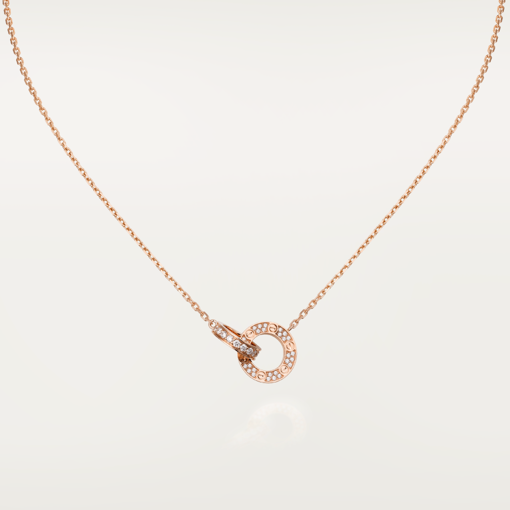 『Lume Jewelry』LOVE 7.6MM ネックレス ローズゴールド＆シルバー フルダイヤモンド