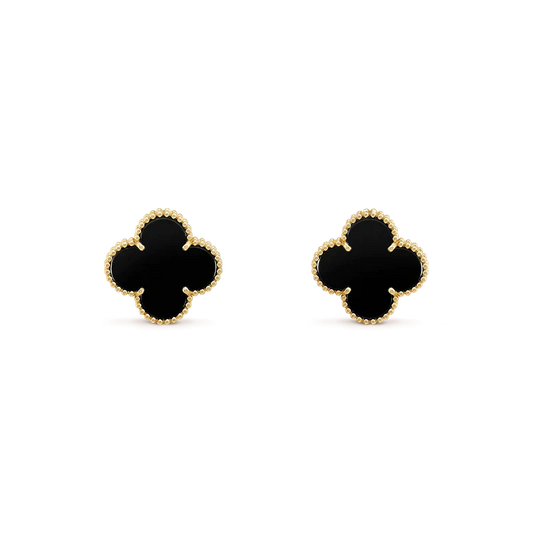 ¡®Lume Jewelry¡¯CLOVER MEDIUM 1 MOTIFS  ONYX STUD EARRINGS