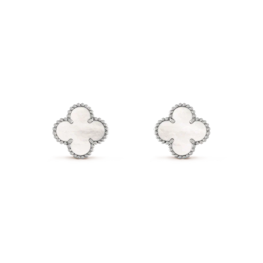 ¡®Lume Jewelry¡¯CLOVER MEDIUM 1 MOTIFS  WHITE MOP EARRINGS SILVER
