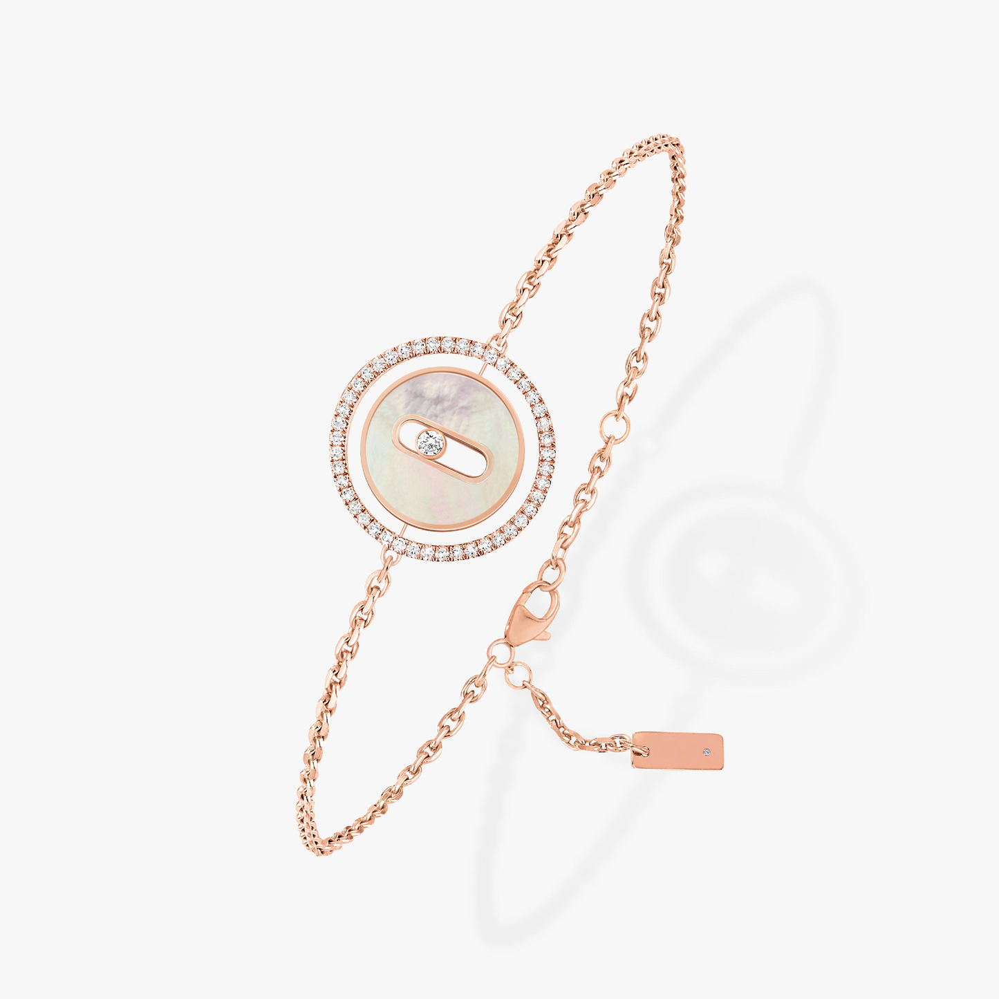 [Lume Jewelry]LUCKY MOVE WHITE MOTHER OF PEARL PINK GOLD DIAMOND BRACELET