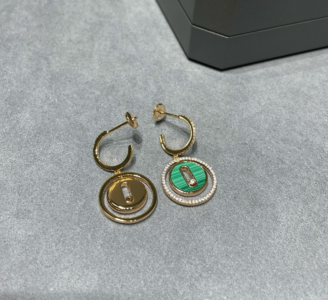 [Lume Jewelry]LUCKY MOVE Sliding‑diamond C‑shape Ear Hoops