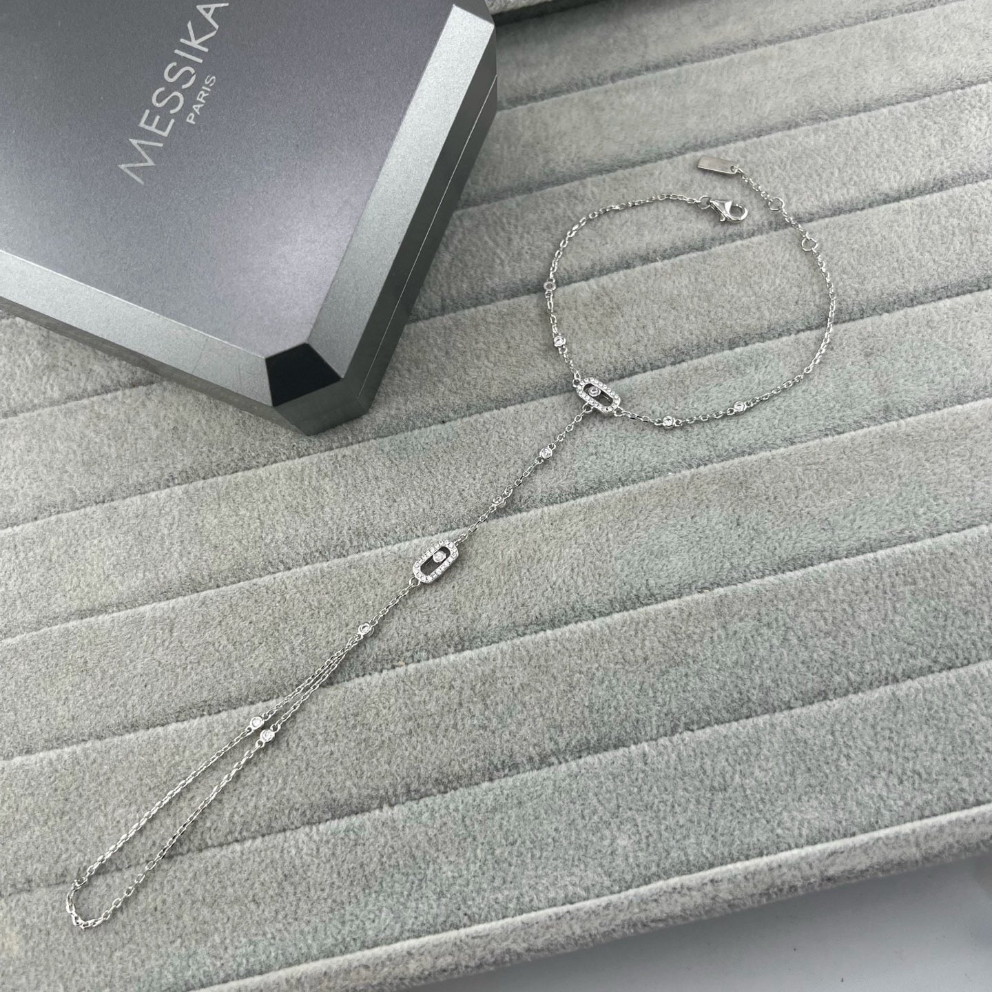 [Lume Jewelry] Flexible Arm Chain Bracelet with Sliding Diamonds