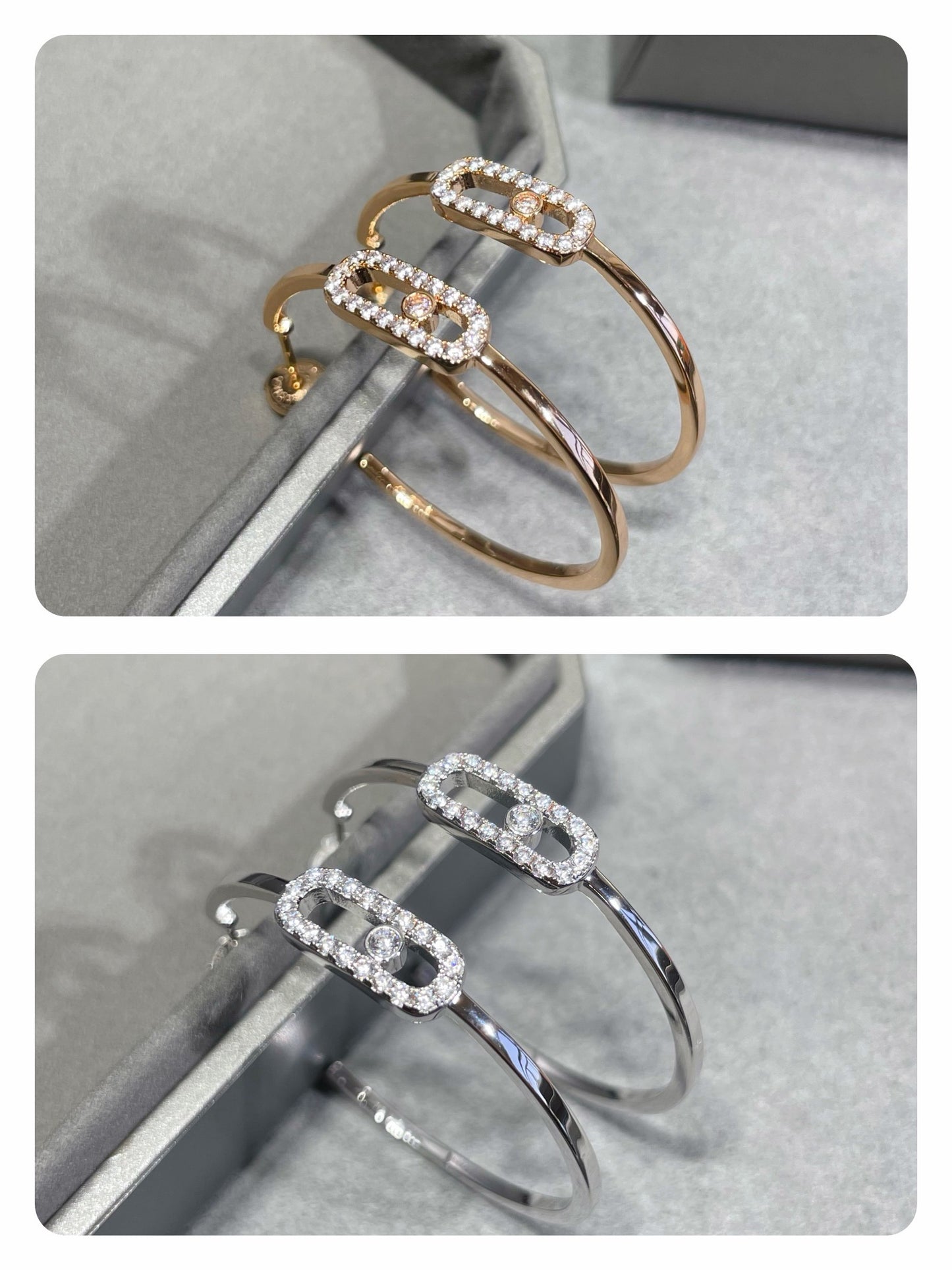 [Lume Jewelry]Move Sliding‑Diamond Hoop Earrings