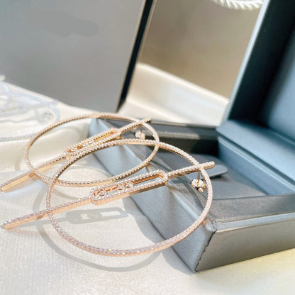 [Lume Jewelry]Move Large Hoop Earrings, Three Sliding Diamonds