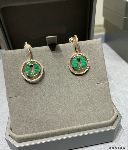 [Lume Jewelry]LUCKY MOVE Sliding‑diamond C‑shape Ear Hoops