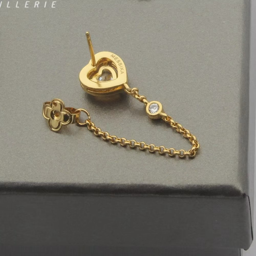 [Lume Jewelry]My Twin Heart Chain Earrings
