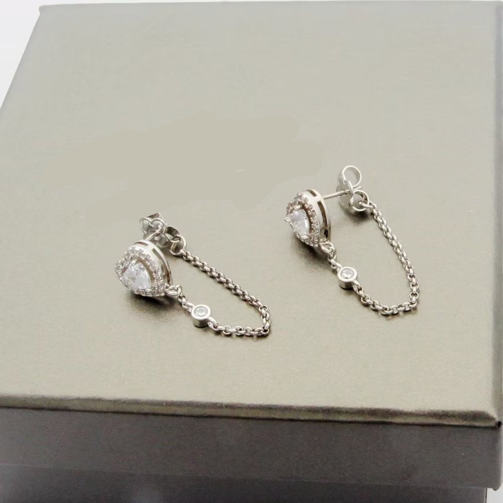 [Lume Jewelry]My Twin Heart Chain Earrings