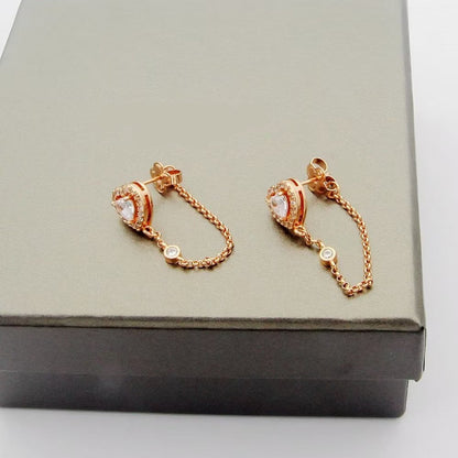[Lume Jewelry]My Twin Heart Chain Earrings