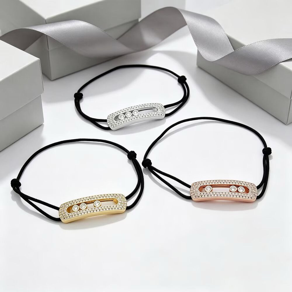 [Lume Jewelry]Care(Large-4mm) pink cord pavé bracelet