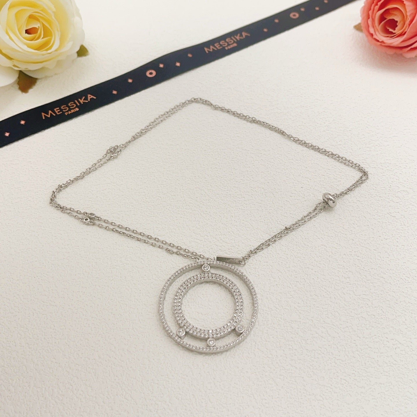 [Lume Jewelry] Move Romane Pavé Diamond Sliding Circle Long Necklace