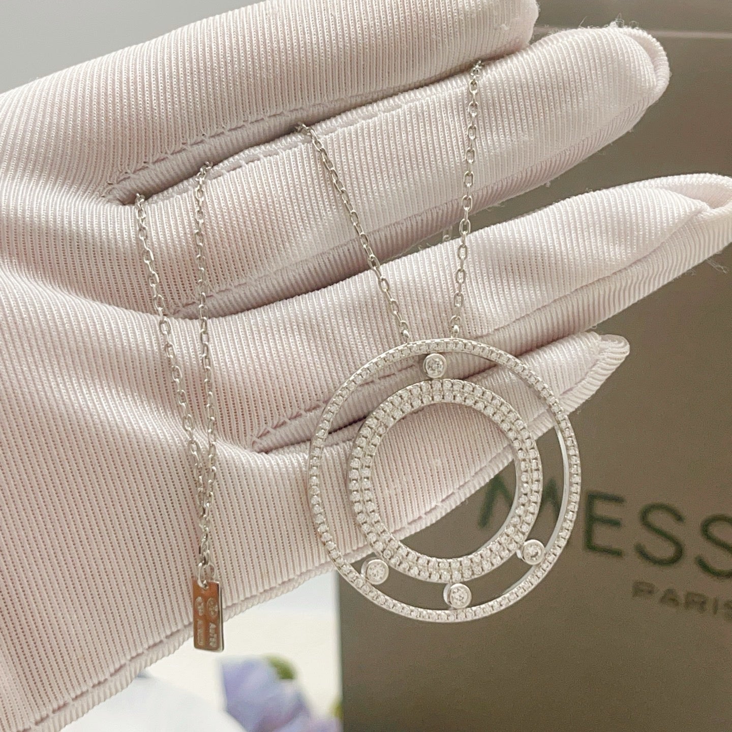 [Lume Jewelry] Move Romane Pavé Diamond Sliding Circle Long Necklace