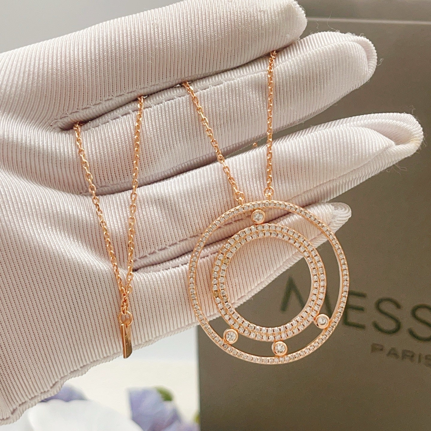 [Lume Jewelry] Move Romane Pavé Diamond Sliding Circle Long Necklace