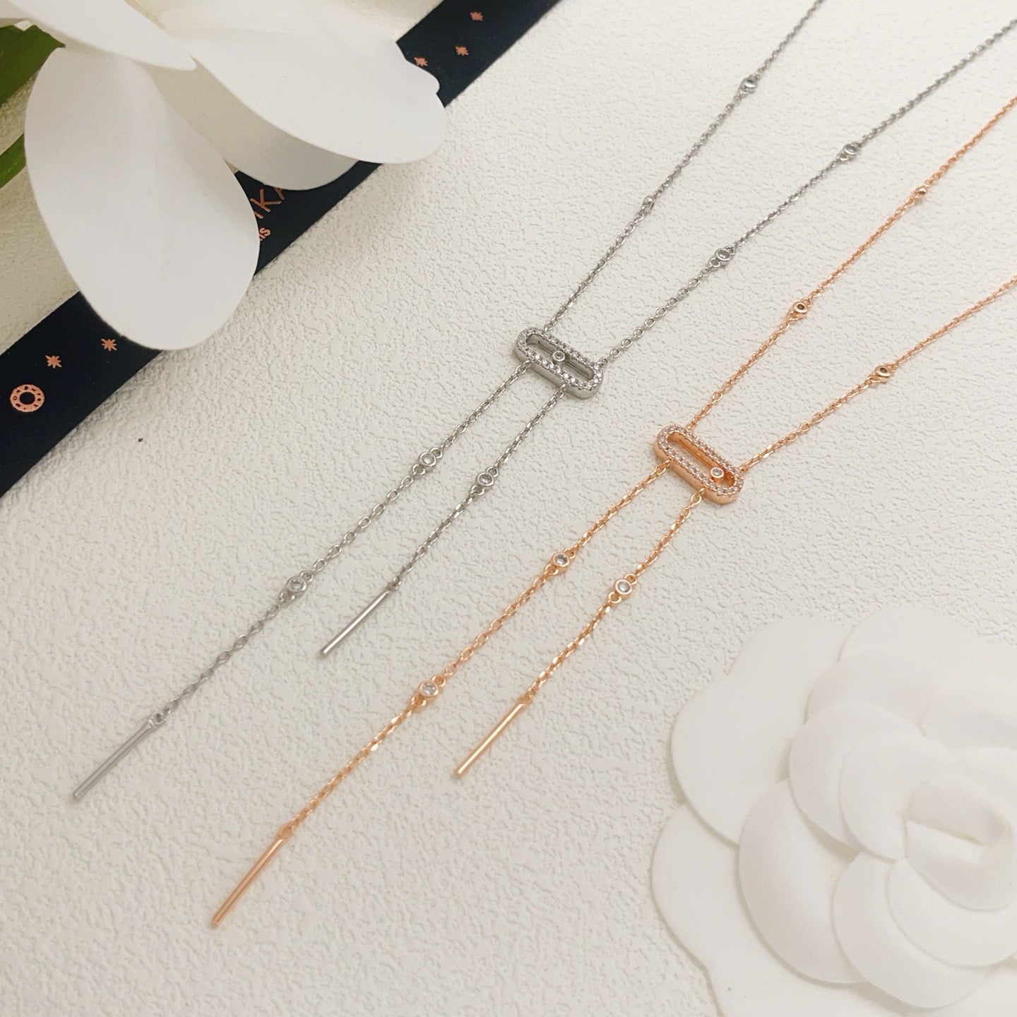 [Lume Jewelry] Moderniste Pavé Diamond Lariat Tie Necklace