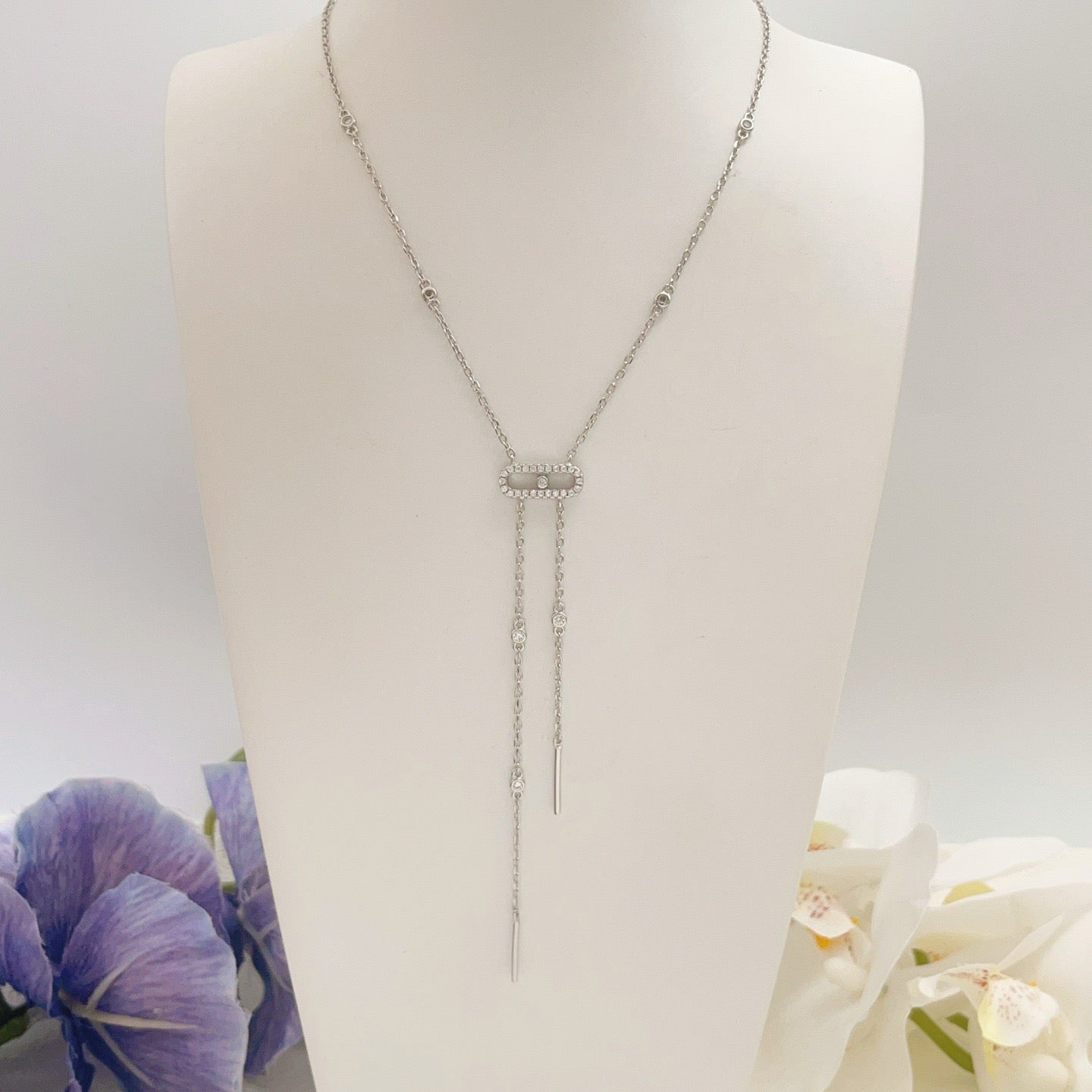 [Lume Jewelry] Moderniste Pavé Diamond Lariat Tie Necklace