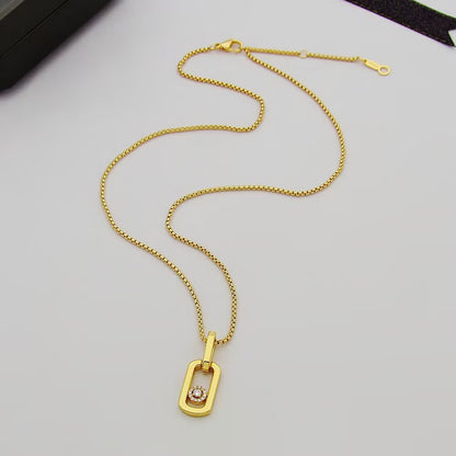 [Lume Jewelry]So Move Paper‑Clip Sliding Diamond Necklace