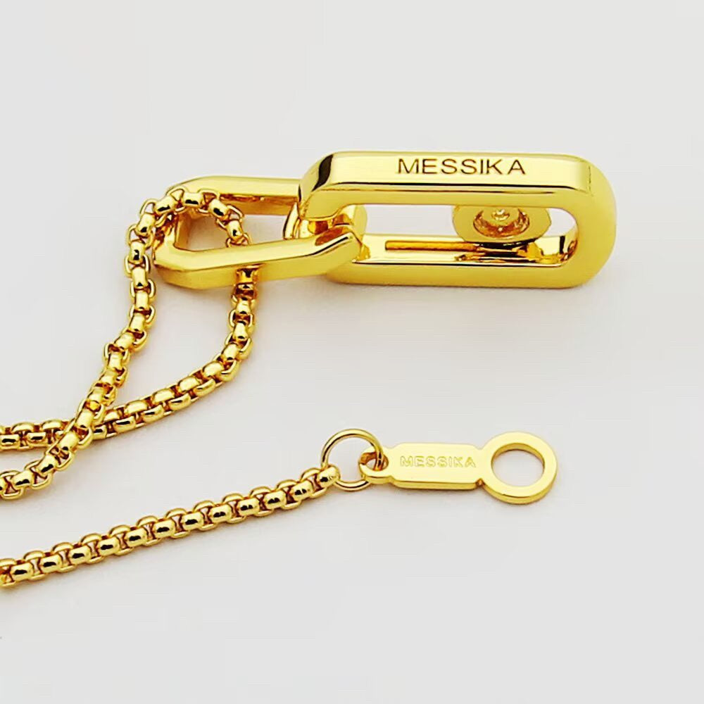 [Lume Jewelry]So Move Paper‑Clip Sliding Diamond Necklace
