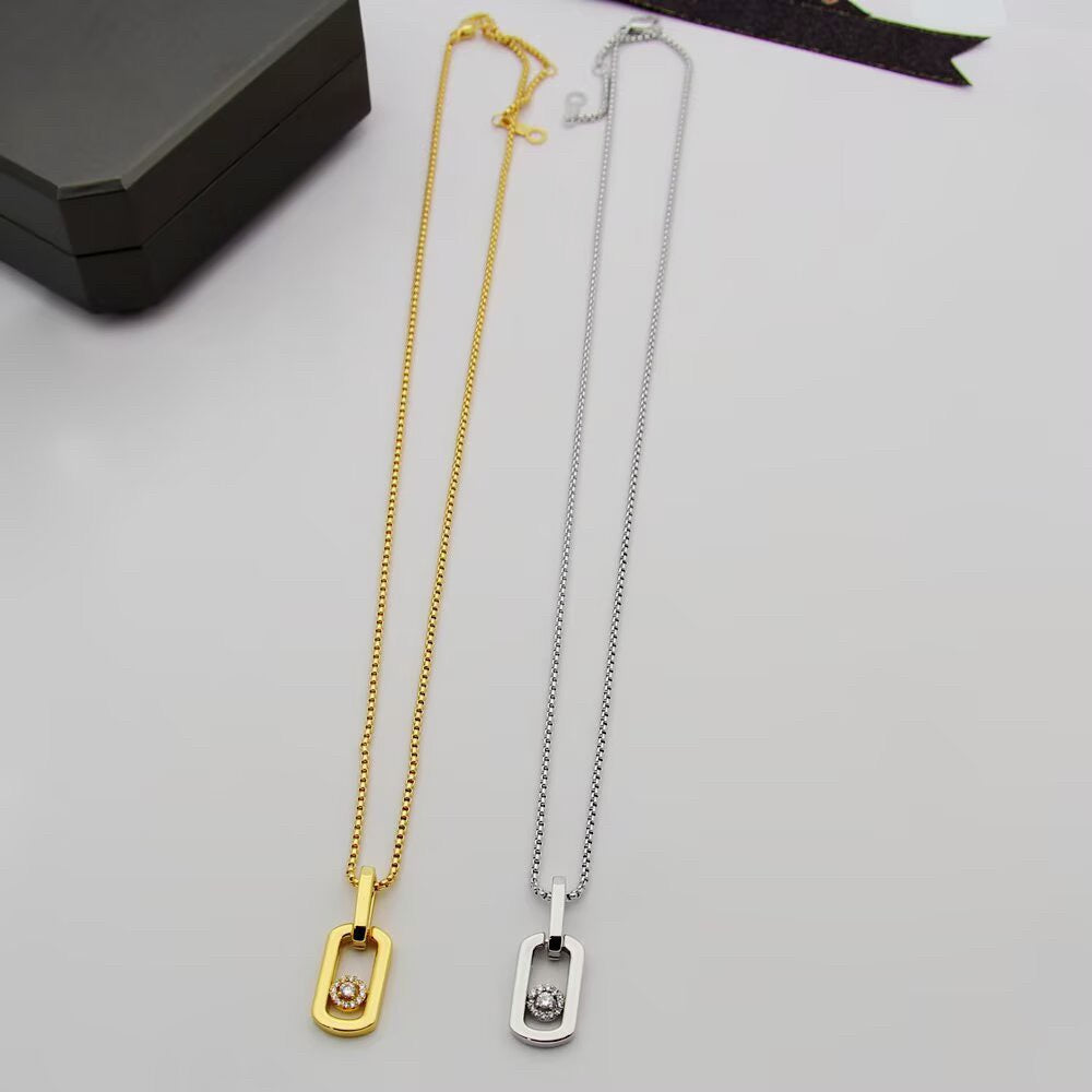 [Lume Jewelry]So Move Paper‑Clip Sliding Diamond Necklace