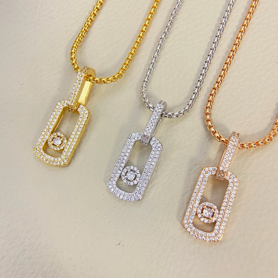 [Lume Jewelry] So Move Diamond‑Set Paper‑Clip Sliding Necklace