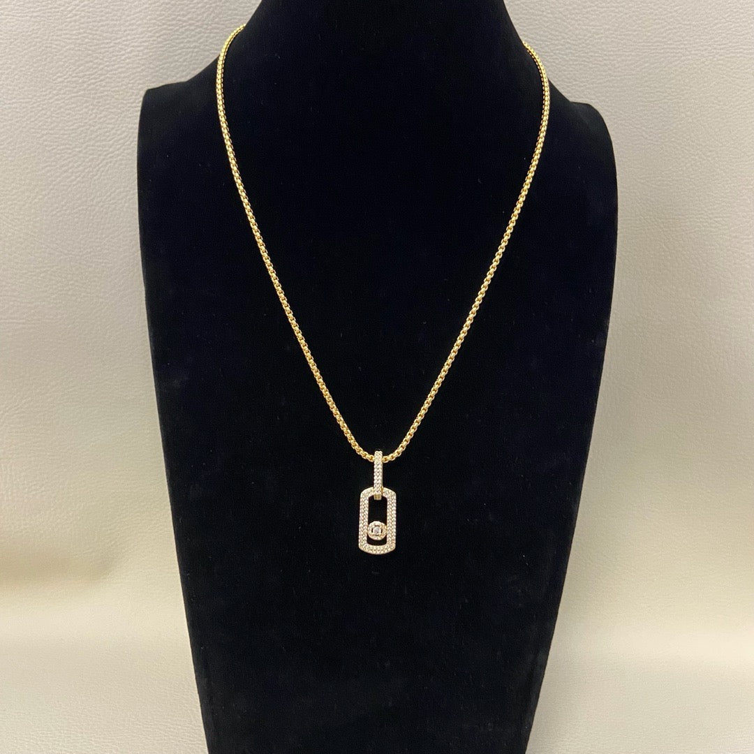 [Lume Jewelry] So Move Diamond‑Set Paper‑Clip Sliding Necklace