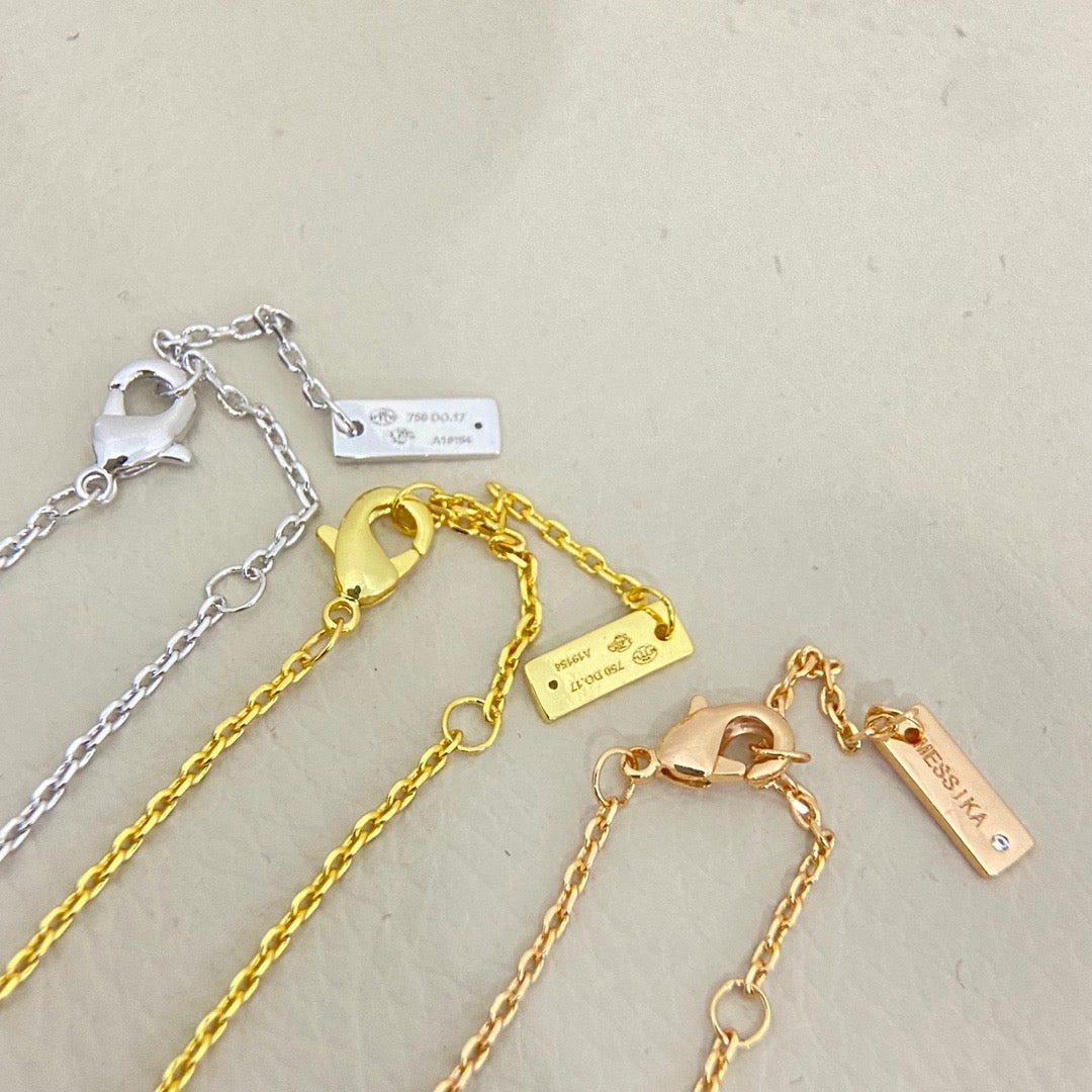 [Lume Jewelry] Baby Move Pavé Diamond‑Set Three‑Stone Sliding Necklace