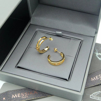 [Lume Jewelry] Move Double Hoop Earrings, 3 Movable Stones