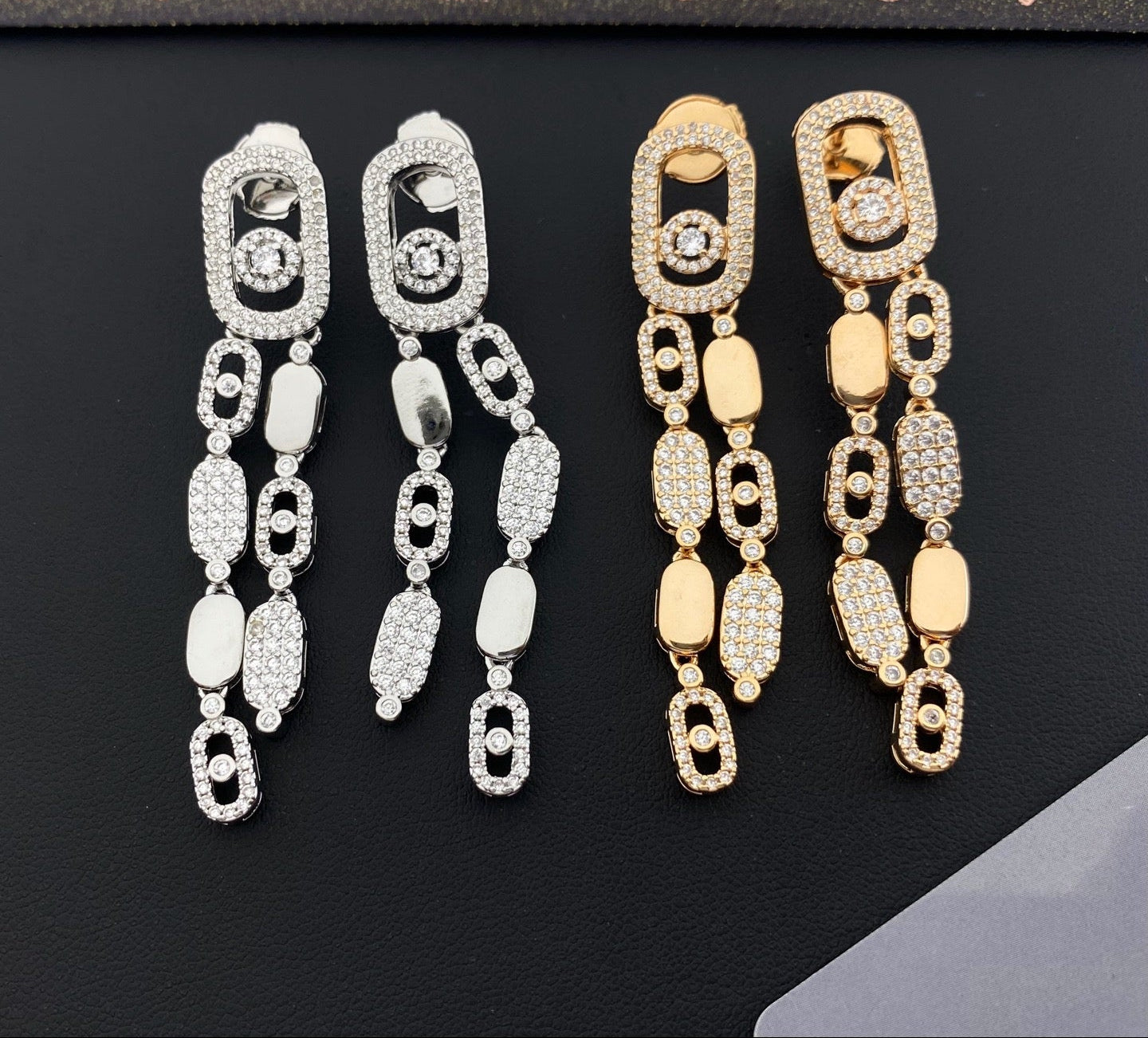 [Lume Jewelry] Move Link Long Tassel Earrings, Movable Stones